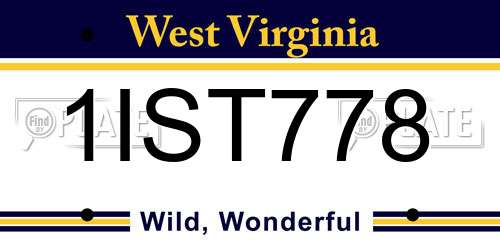 1IST778 West Virginia License Plate