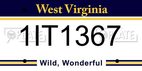 1IT1367 West Virginia License Plate