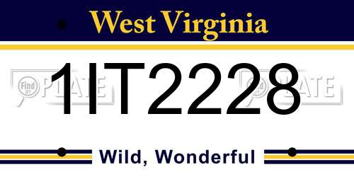 1IT2228 West Virginia License Plate