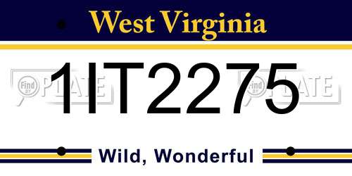 1IT2275 West Virginia License Plate