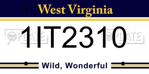 1IT2310 West Virginia License Plate