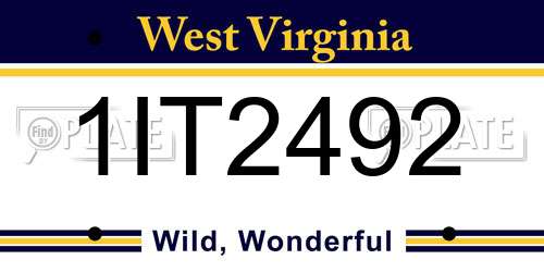1IT2492 West Virginia License Plate