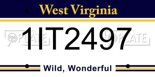 1IT2497 West Virginia License Plate