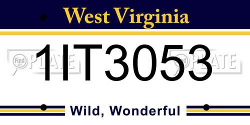 1IT3053 West Virginia License Plate