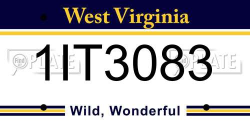 1IT3083 West Virginia License Plate