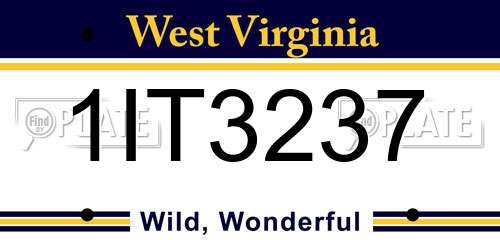 1IT3237 West Virginia License Plate