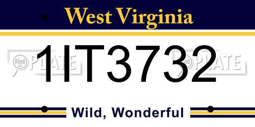 1IT3732 West Virginia License Plate
