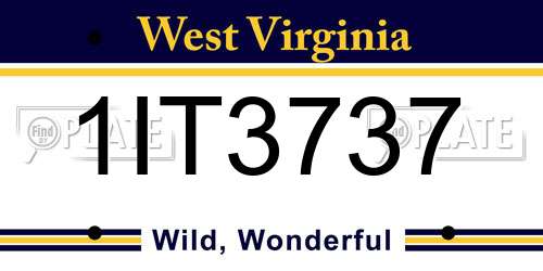 1IT3737 West Virginia License Plate