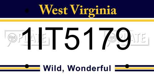 1IT5179 West Virginia License Plate
