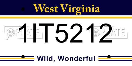 1IT5212 West Virginia License Plate