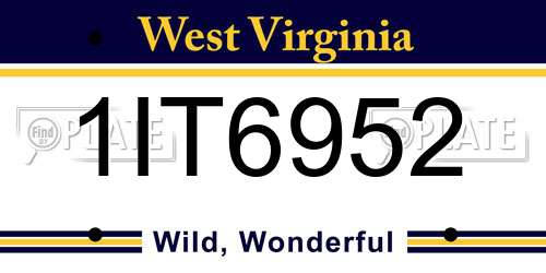 1IT6952 West Virginia License Plate