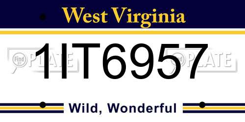 1IT6957 West Virginia License Plate