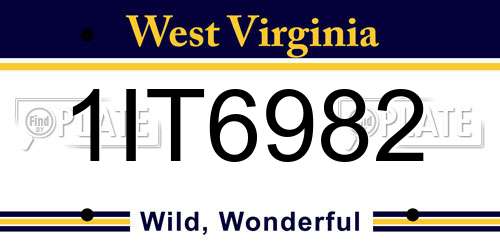 1IT6982 West Virginia License Plate