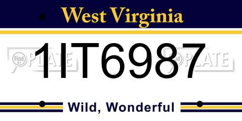 1IT6987 West Virginia License Plate