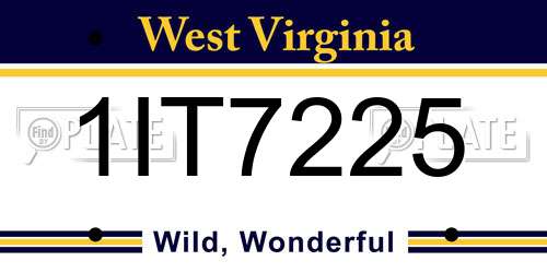 1IT7225 West Virginia License Plate