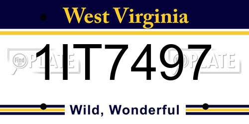 1IT7497 West Virginia License Plate
