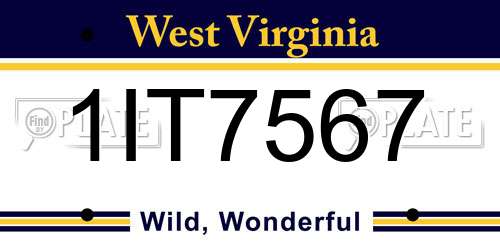 1IT7567 West Virginia License Plate