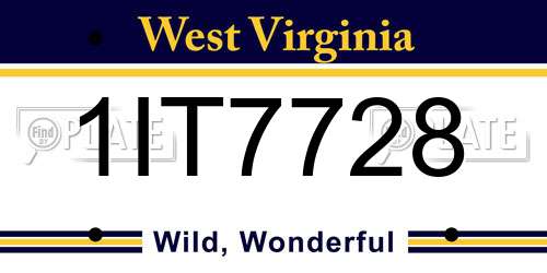 1IT7728 West Virginia License Plate