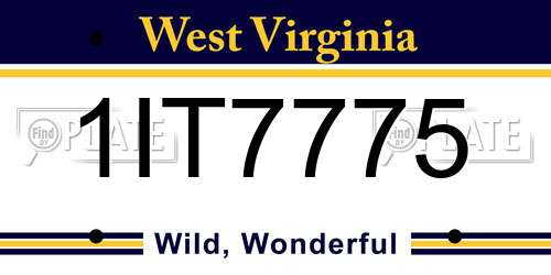 1IT7775 West Virginia License Plate