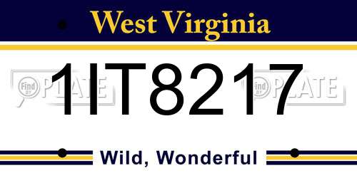 1IT8217 West Virginia License Plate
