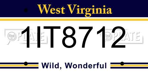 1IT8712 West Virginia License Plate