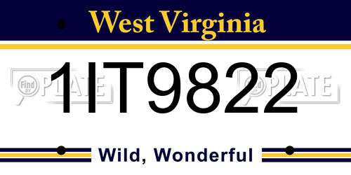 1IT9822 West Virginia License Plate