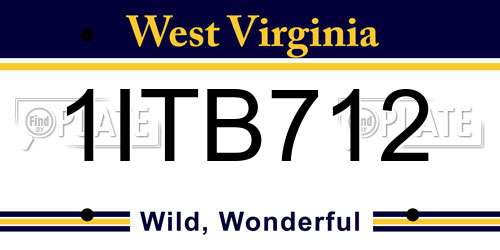 1ITB712 West Virginia License Plate