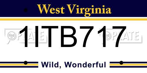 1ITB717 West Virginia License Plate