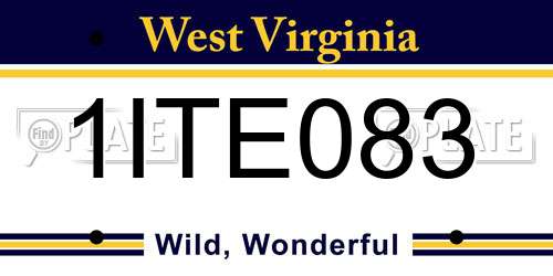1ITE083 West Virginia License Plate