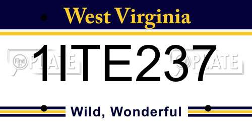 1ITE237 West Virginia License Plate