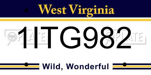 1ITG982 West Virginia License Plate