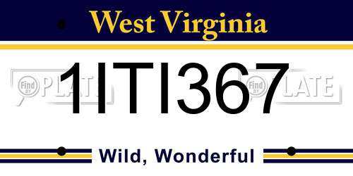 1ITI367 West Virginia License Plate