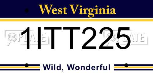 1ITT225 West Virginia License Plate