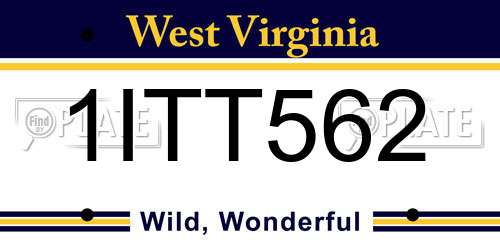 1ITT562 West Virginia License Plate