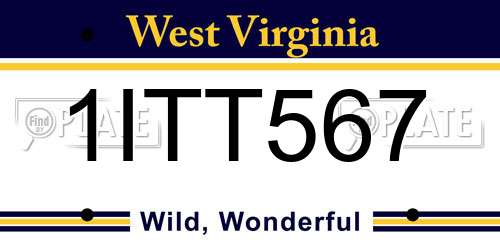 1ITT567 West Virginia License Plate