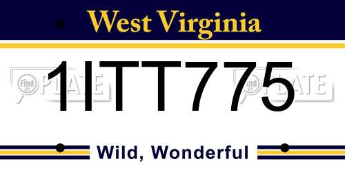 1ITT775 West Virginia License Plate