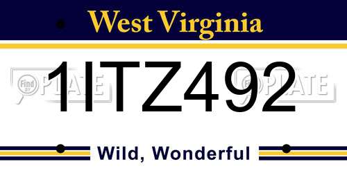 1ITZ492 West Virginia License Plate