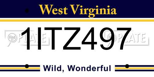 1ITZ497 West Virginia License Plate