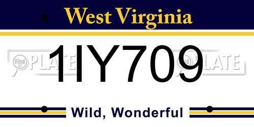 1IY709 West Virginia License Plate