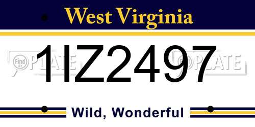 1IZ2497 West Virginia License Plate