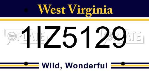 1IZ5129 West Virginia License Plate