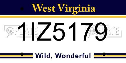 1IZ5179 West Virginia License Plate