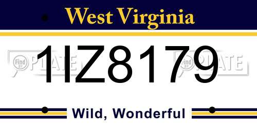 1IZ8179 West Virginia License Plate
