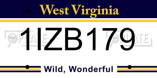 1IZB179 West Virginia License Plate