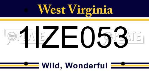 1IZE053 West Virginia License Plate