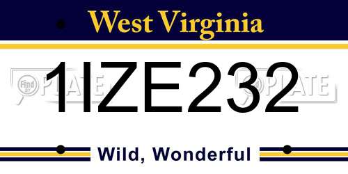 1IZE232 West Virginia License Plate