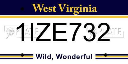 1IZE732 West Virginia License Plate