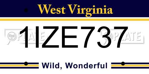 1IZE737 West Virginia License Plate