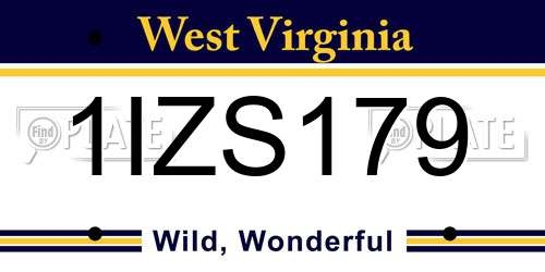 1IZS179 West Virginia License Plate