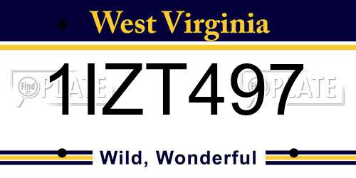 1IZT497 West Virginia License Plate
